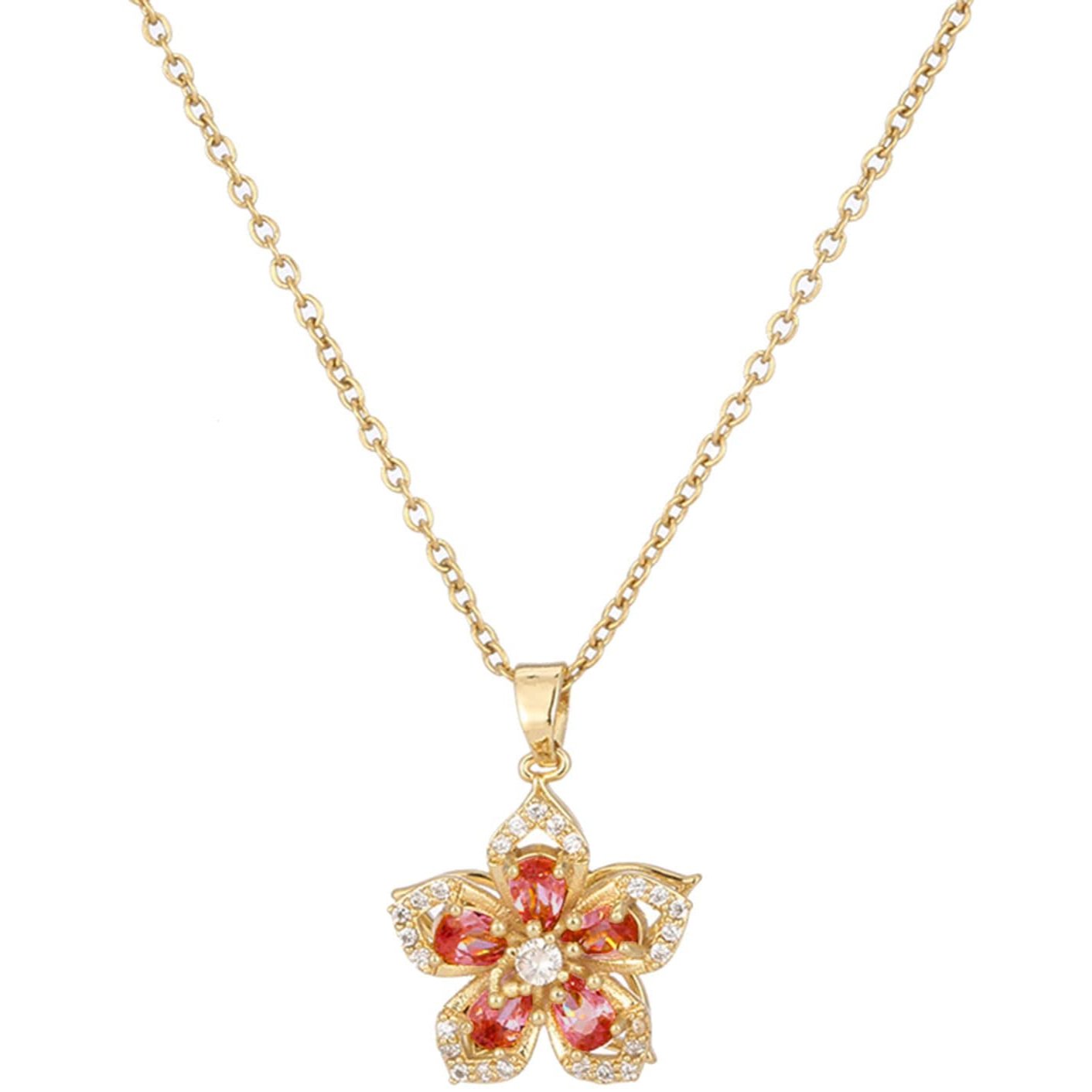 Rotating Bauhinia Zircon Flower Necklace