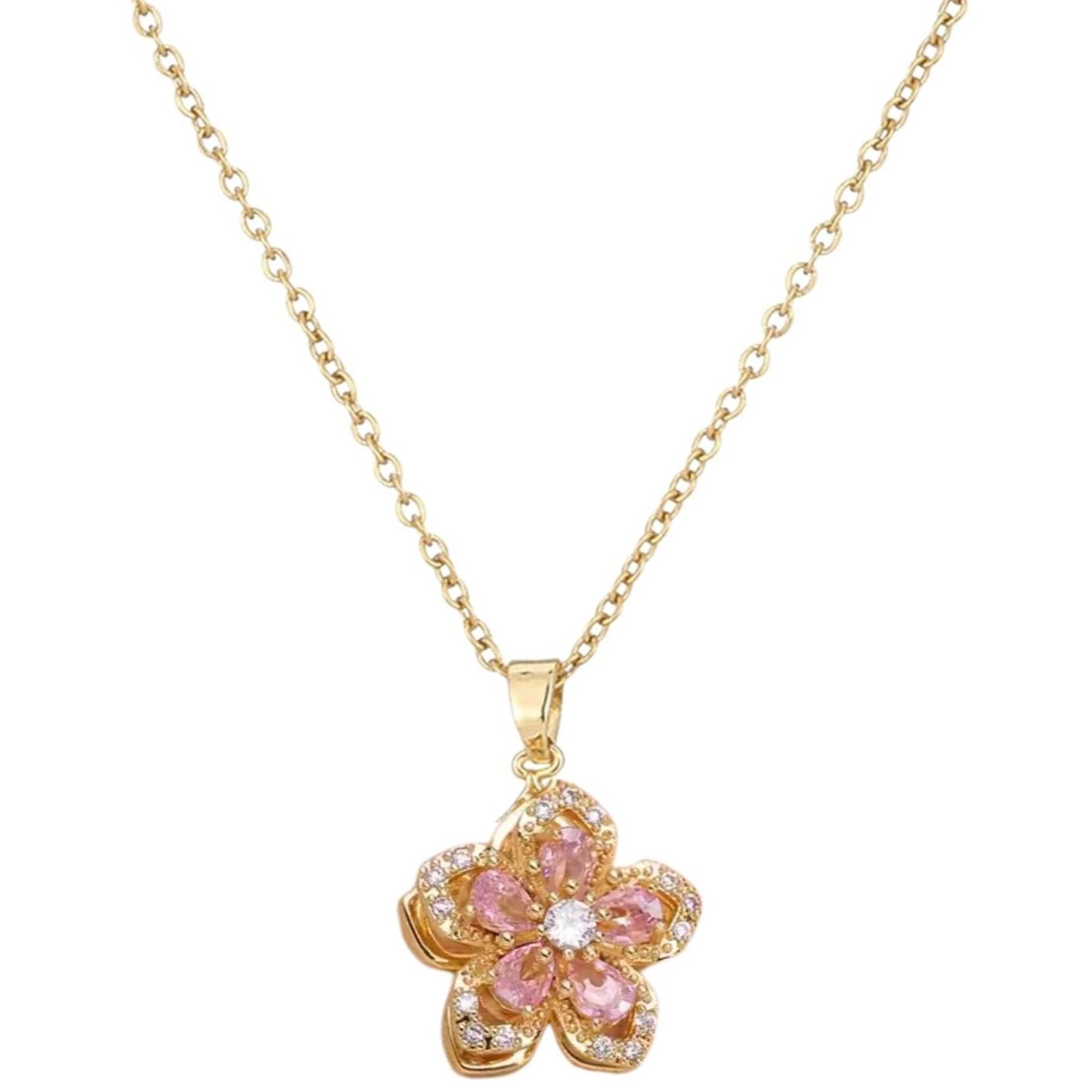 Rotating Bauhinia Zircon Flower Necklace